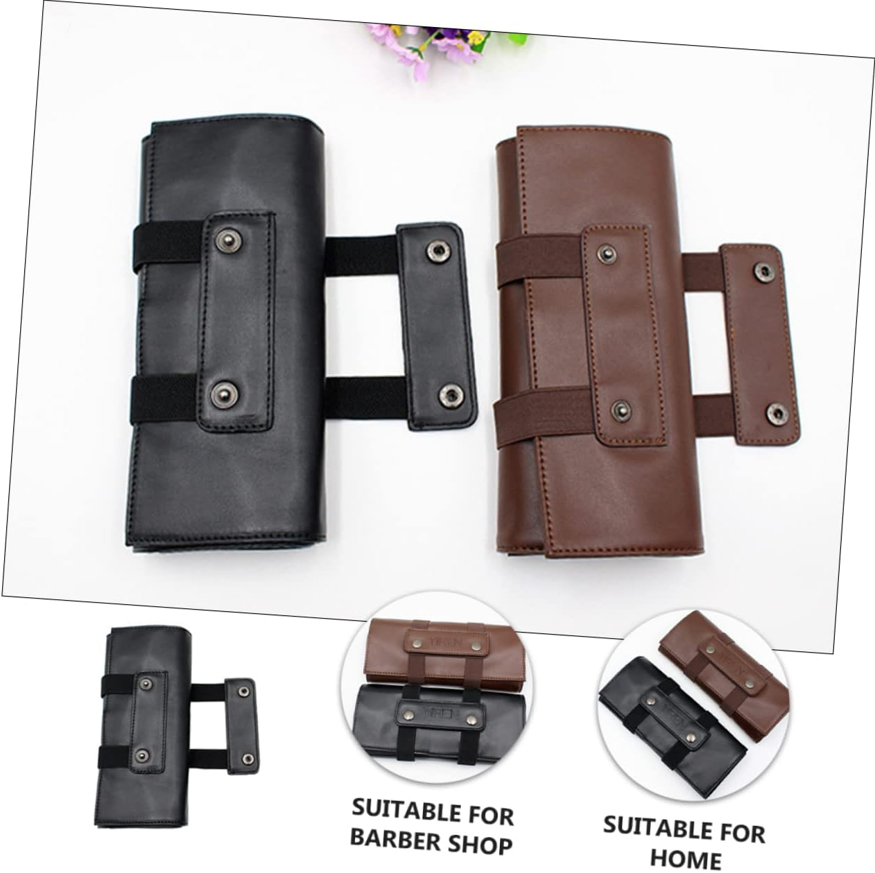 Beatifufu Barber Storage Bag Pu Leather Salon Scissor Holder Pouch for Haircut Tools at Barbershop image number 4