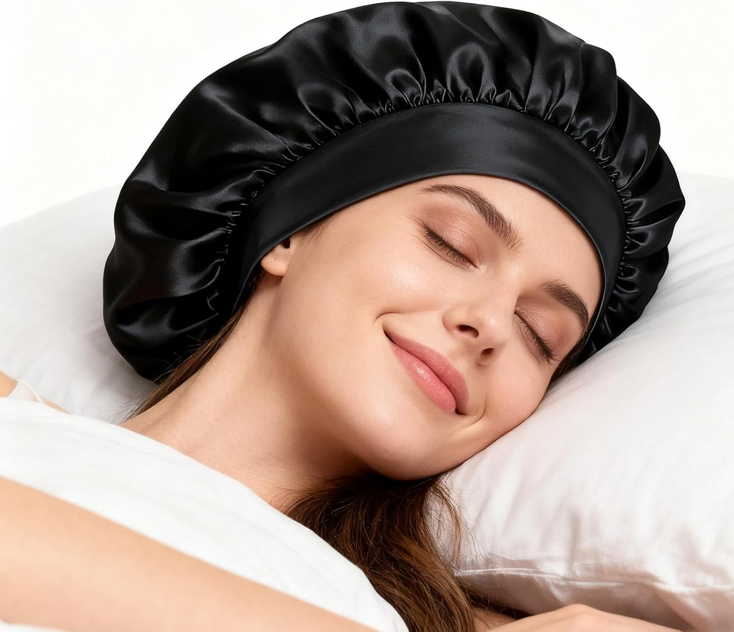 Bamyli Bonnet Satin Hair Cap & Sleep Cap, Satin Bonnet for the Night Soft and Adjustable with Elastic Band Ideal as Hair Cap for Women and Girls, Breathable and Non-Slip image number 5
