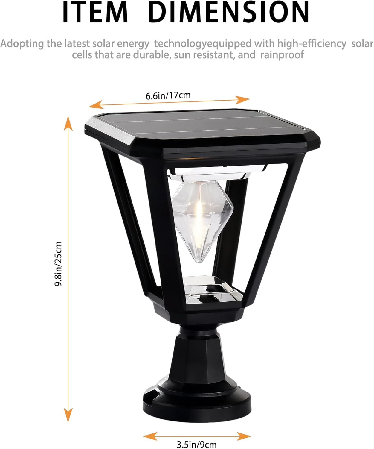 Solar Outdoor Post Lights 2700K Dusk to Dawn Solar Lamp Post Light Outdoor Waterproof Street Lights for Lawn Patio Yard Pathway Garden image number 6