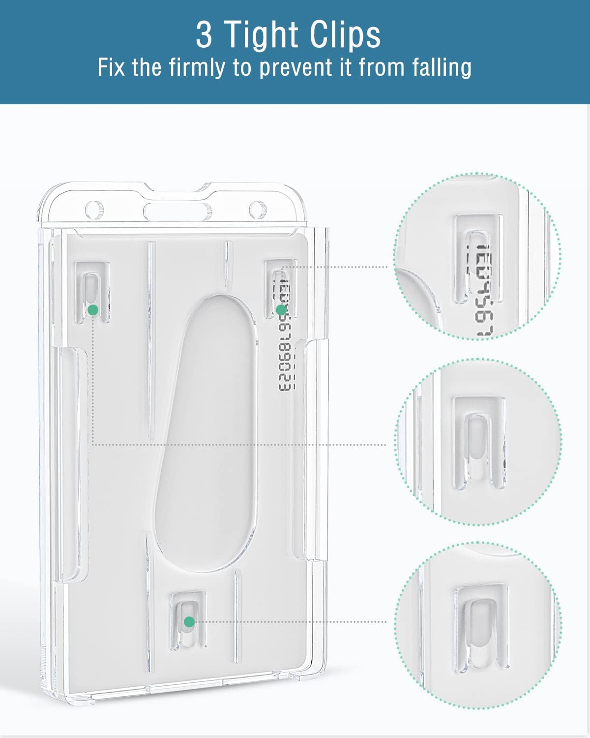 Kvadouly 2 Pack Vertical 2-Card Badge Holder with Thumb Slot - Durable Transparent PC ID Card Protector for Office, School, Licenses, Credit Cards - Includes 2 Lanyards image number 2