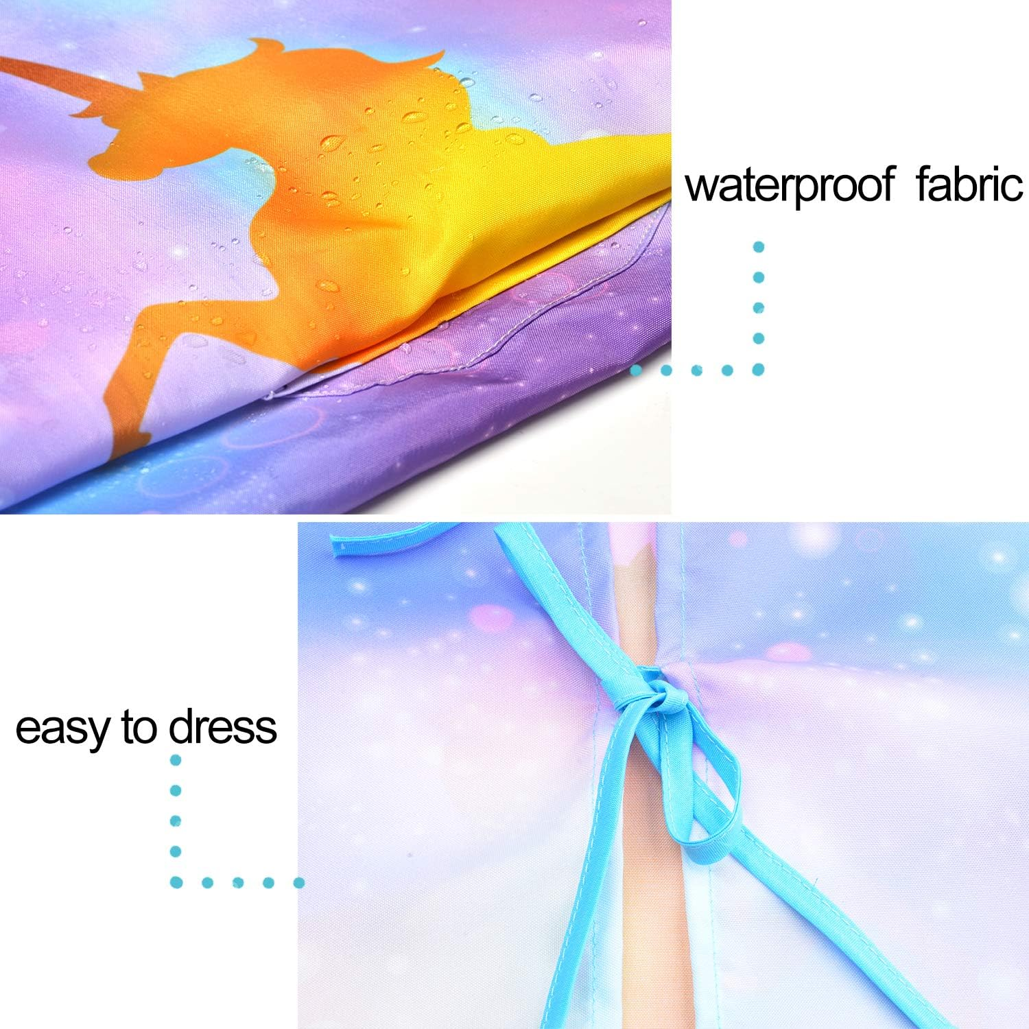 Fiodrimy Kids Art Smock, Unicorn Painting Smocks with Pocket, Waterproof Artist Long Sleeve Artist Apron for Child Girls Boys 8-12 Years, Large