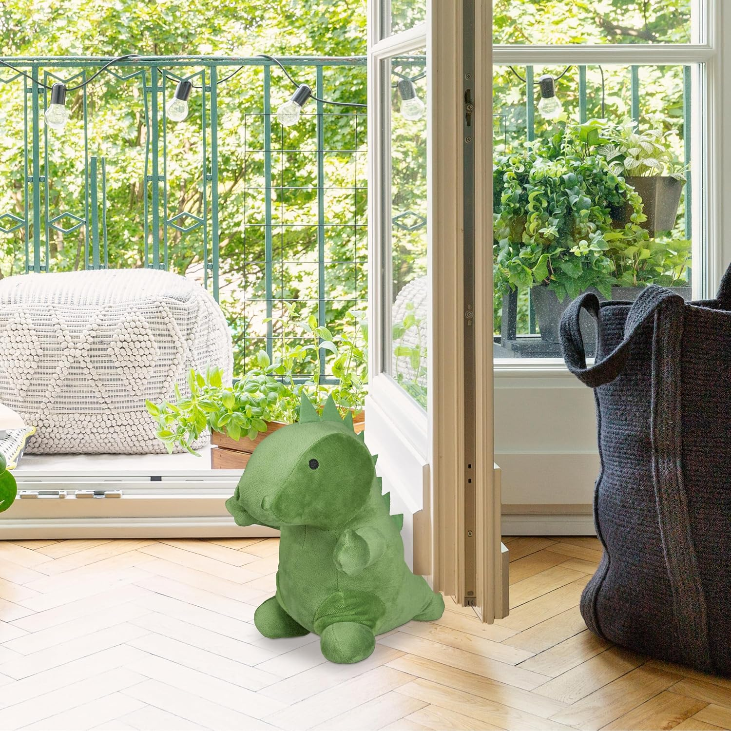 Relaxdays Dinosaur Door Stop Fabric Filled with Sand for Floor Interior Heavy Duty Decorative Door Bag Animal H X W X D 24 X 16 X 24 Cm Green image number 2