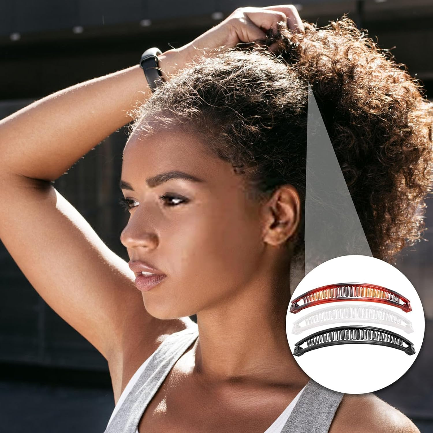 Pack of 3 Banana Clips, Retro Banana Hair Clips, Banana Clip Hair, Portable Non-Slip Banana Clip, Ponytail Hair Clip for Women and Girls, Thin, Thick Hair, Fashionable Hairstyles and Hair Styling. image number 3