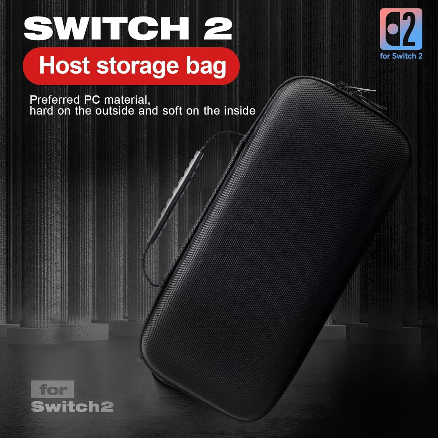 LEZOOY Switch 2 2025 Hard Shell Portable Protective Case Large Capacity Accessory Bag Switch 2 Travel Protective Case with 10 Game Card Slots and Console and Accessory Storage Bag Black image number 2