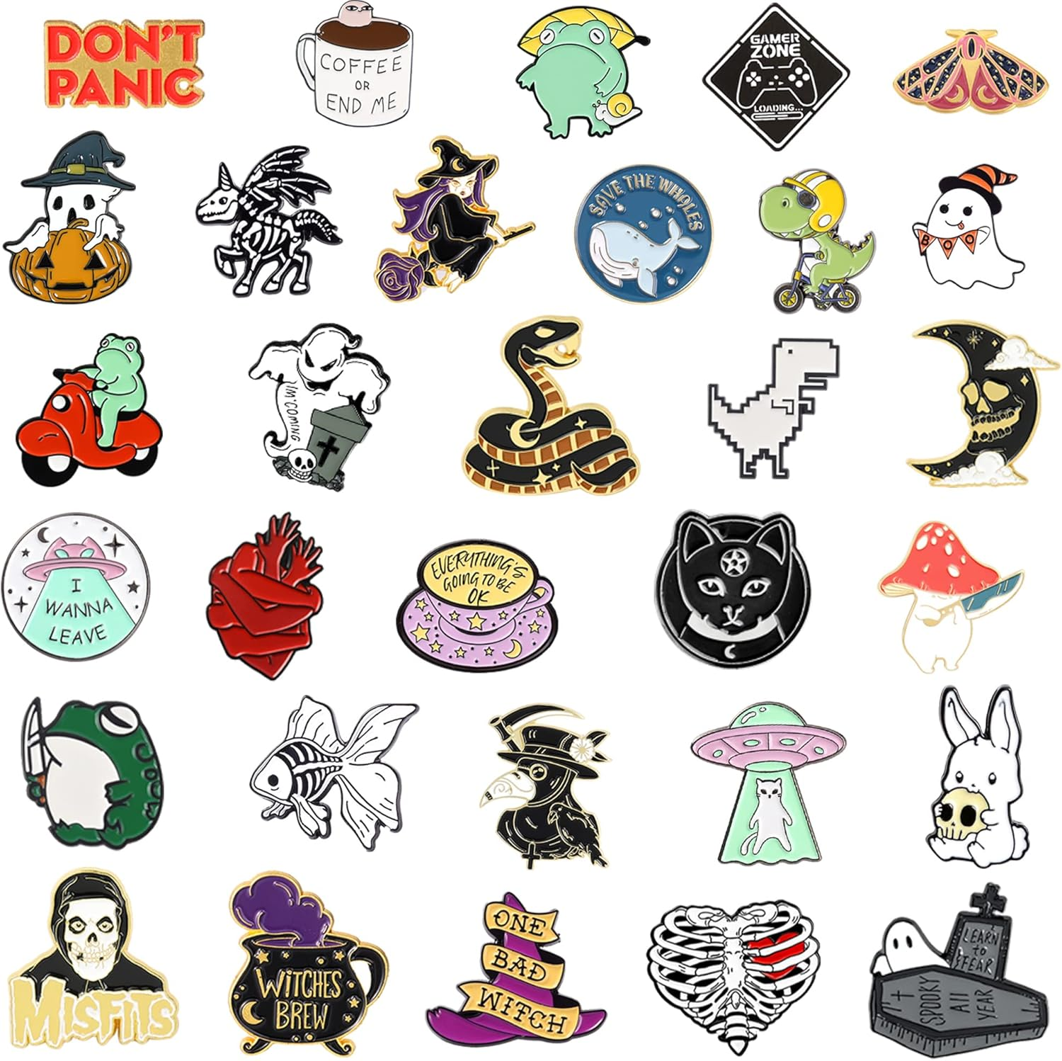 SINCCO 20/40 PCS Cute Enamel Backpack Pins, Funny Enamel Pins Bulk Set Cool Button Pins Aesthetic Brooch Lapel Pins Anime for Backpacks, Jackets, Hats, Kids, Girls, Gifts image number 5