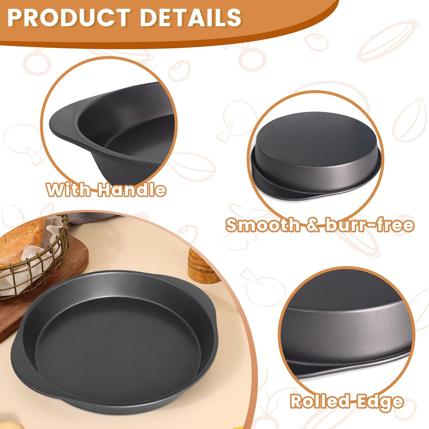 BEWOS 9 Inch Cake Pan Set - Black image number 7