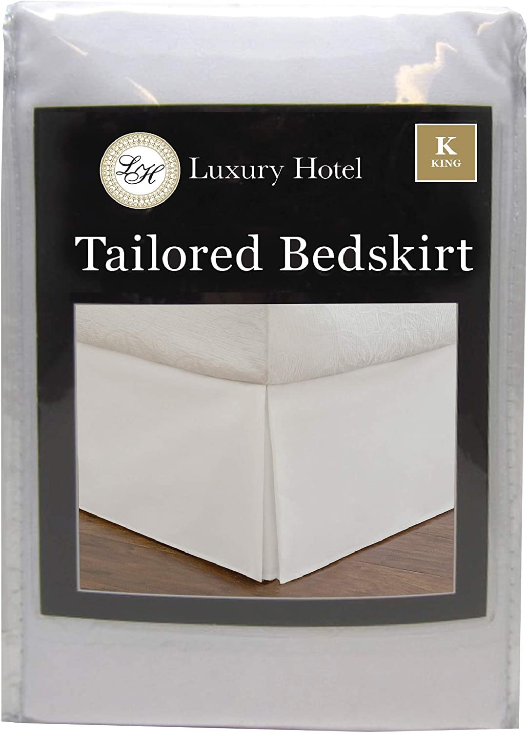 Lux Hotel Bedding Tailored Bed Skirt, Classic 14&rdquo; Drop Length, Pleated Styling, King, White image number 5