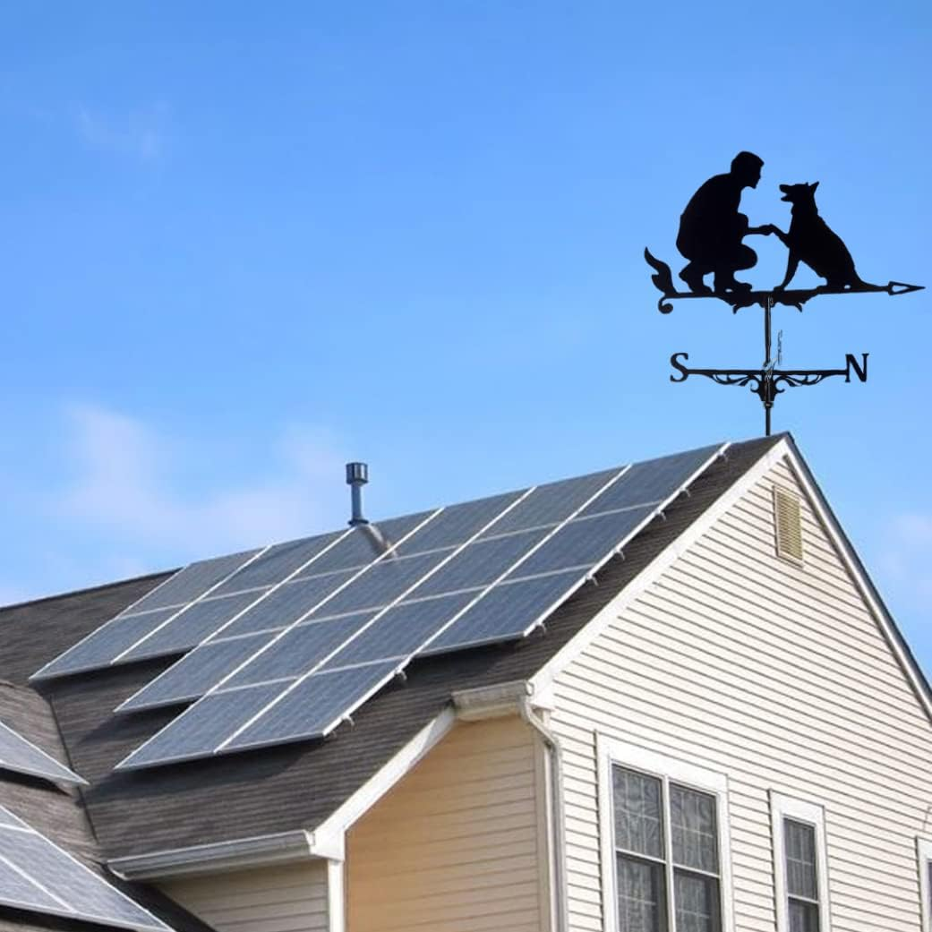 Weathervane Man Dog Weather Vane Decorative Garden Yard Wind Direction Indicator Garden Weather Vane image number 6