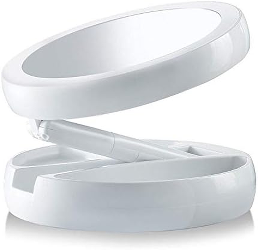 Lighted Makeup Mirror,Double Sided 10X Magnifying Mirror,Vanity Mirror with Lights,Smart Design with Brightness$Angle&Height Adjustability,Folding Compact Mirror,Led Mirror for Travel