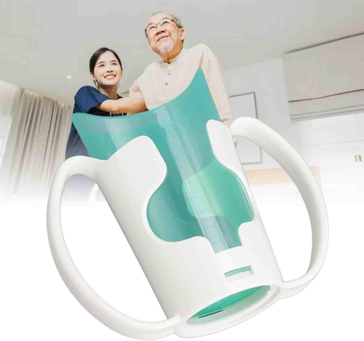 Nosey Cups, Patient Care Food Liquid Drinking Cup Mug with Holder, Beveled Mouth Handicap Cups for Elderly Care, Lightweight Drinking Cup for Elderly Adults Care Living Hospital image number 3