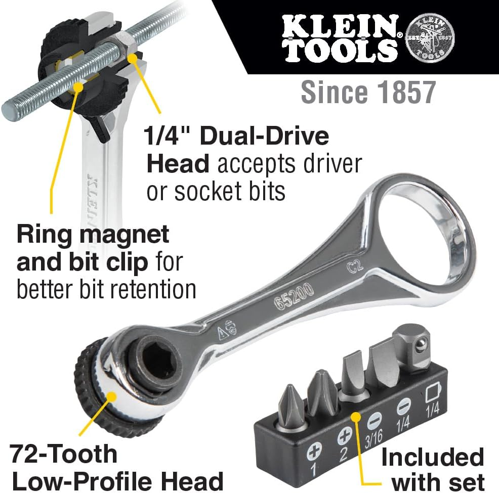 KLEIN TOOLS SLIM-PROFILE MINI RATCHET SET 5-PIECE image number 1