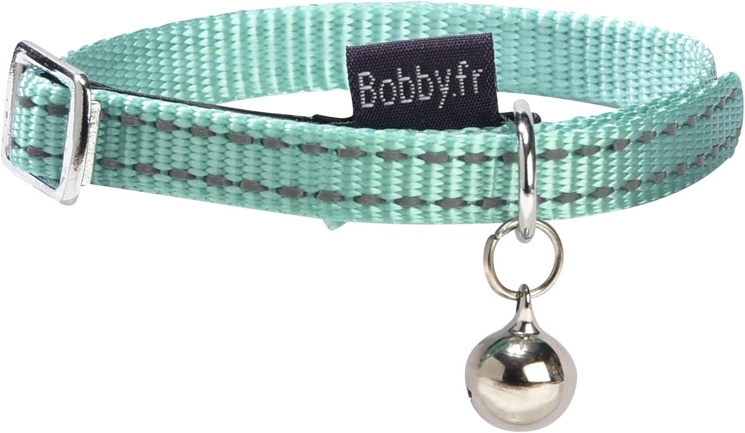 Bobby Safe Coloured Nylon Cat Collar, Durable, Choke Resistant, Reflective, Adjustable, Turquoise - 30 X 1 Cm image number 3