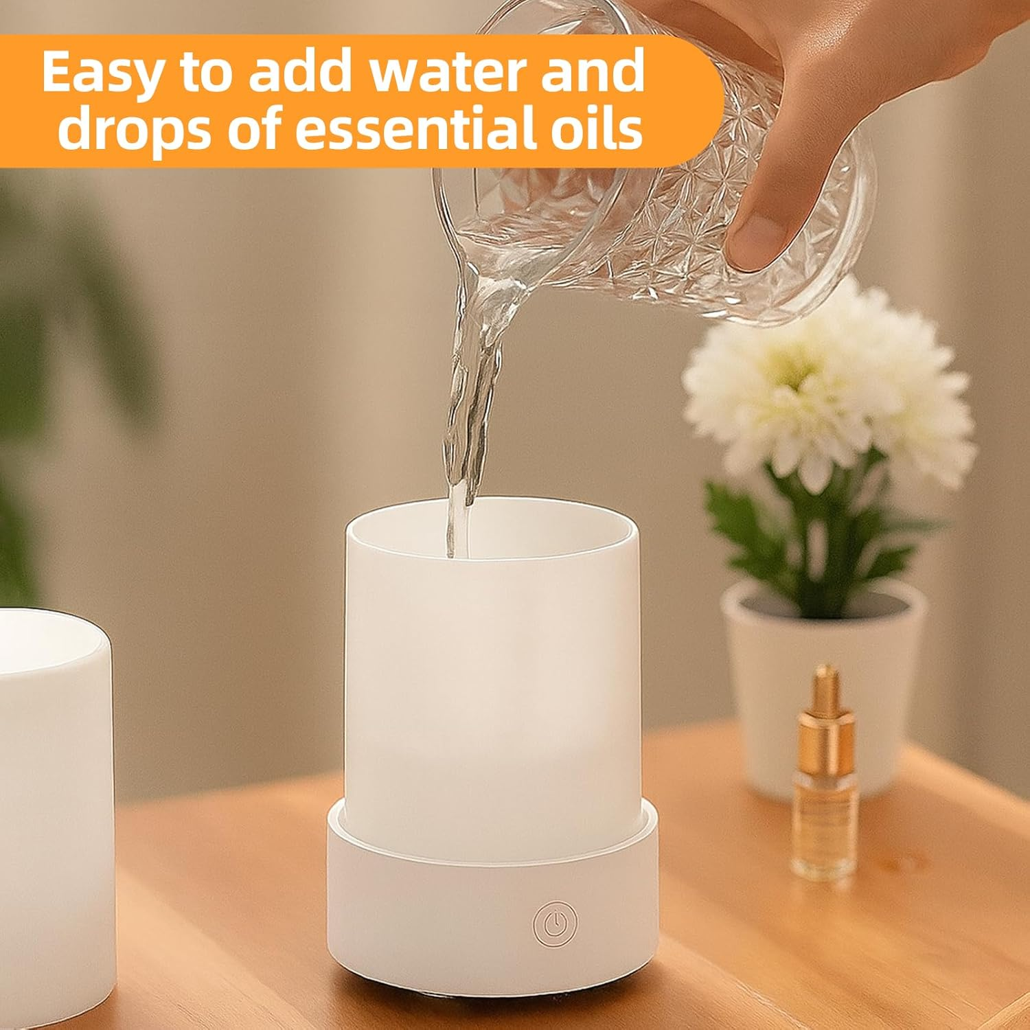 120Ml Essential Oil Diffuser with Fine Mist, Ultrasonic Aromatherapy Humidifier with 7-Colour LED Light, Quiet Operation & Auto Shut-Off, Ideal for Aesthetic Home, Office, Yoga, White image number 3