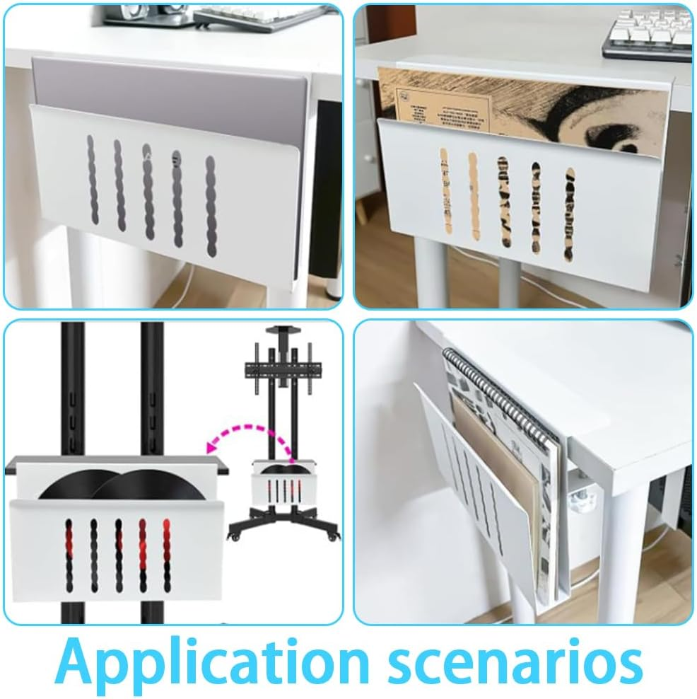 Desk Side Storage Organizer, No Drilling Desk Hanging Organizer Laptop Holder Aluminum Alloy Standing Desk Drawer Cable Management Tray for Office, School, Home image number 2