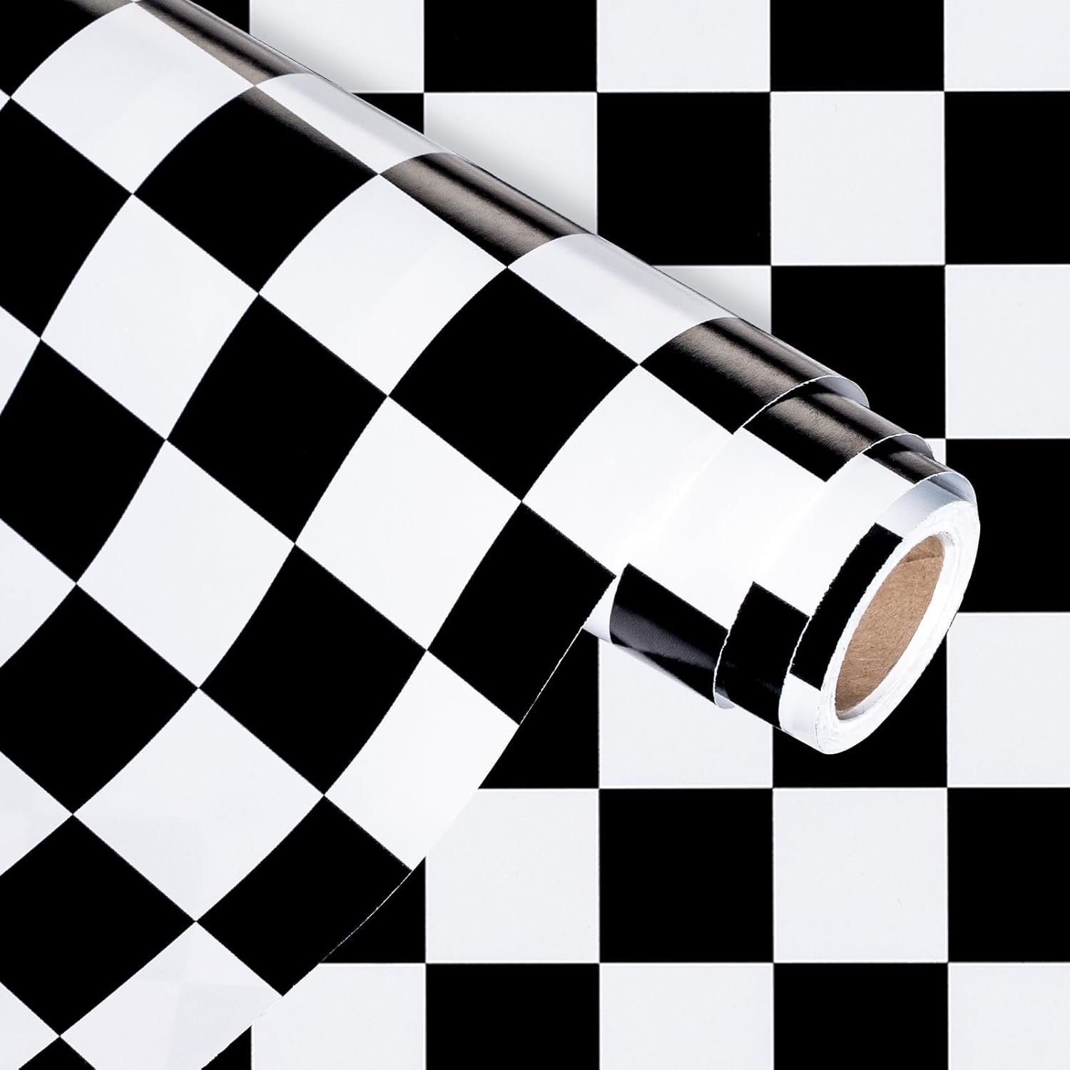 WRAPAHOLIC Checkered Flag Wrapping Paper Roll - 17 Inch X 16.5 Feet - Race Car Wrapping Paper for Kids Birthday, Girls Boys Birthday, Baby Shower image number 4
