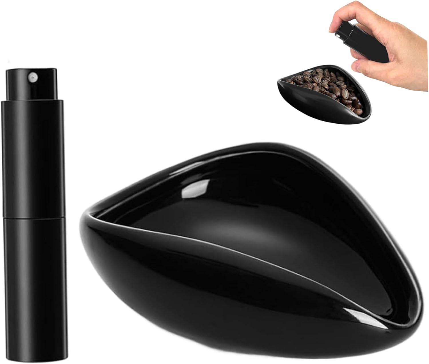 Coffee Bean Dosing Cup with Spray Bottle Ceramic Espresso Gracefully Pouring Measuring Cup for Brewing/Tea image number 2