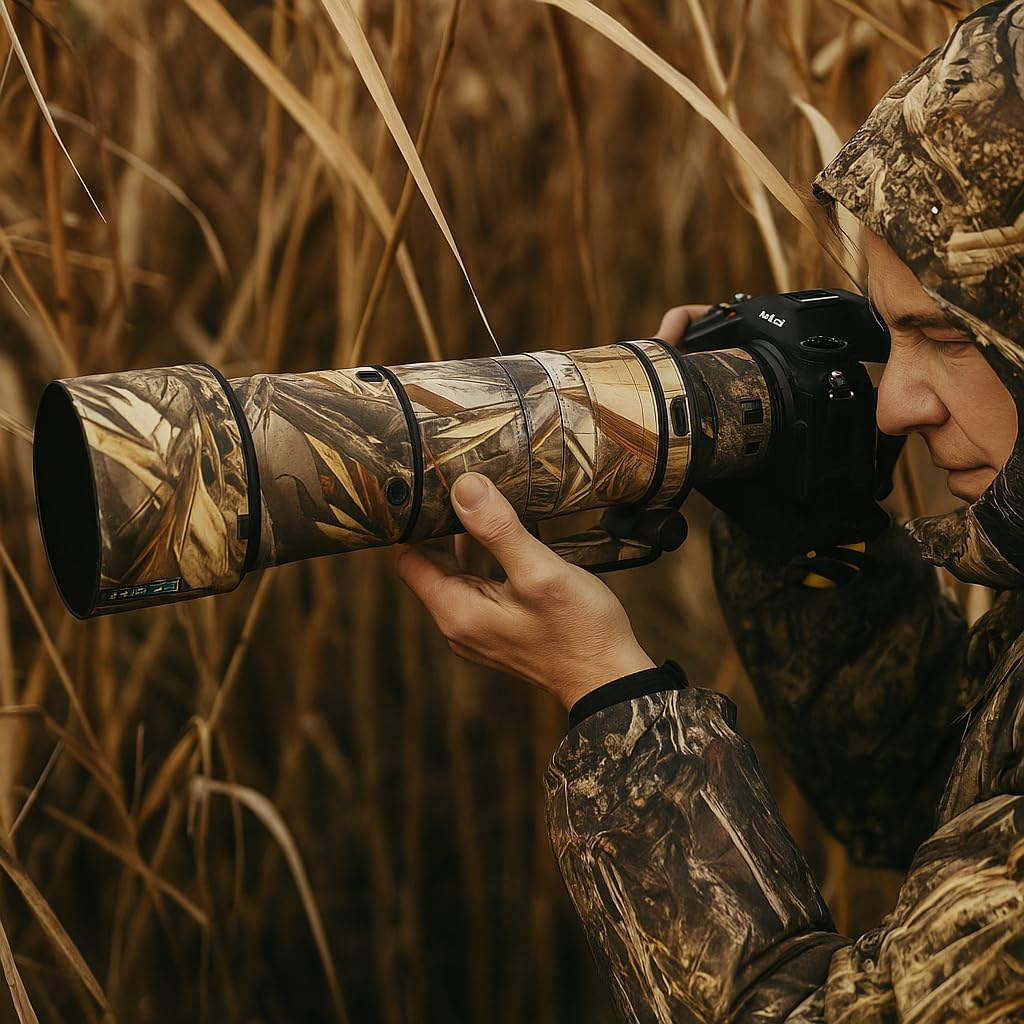 Rolanpro Lens Camouflage Coat for Nikon Z 180-600Mm F/5.6-6.3 VR Cover Lens Protective Sleeve Case-#39 Grass - 18 Black Camo image number 6