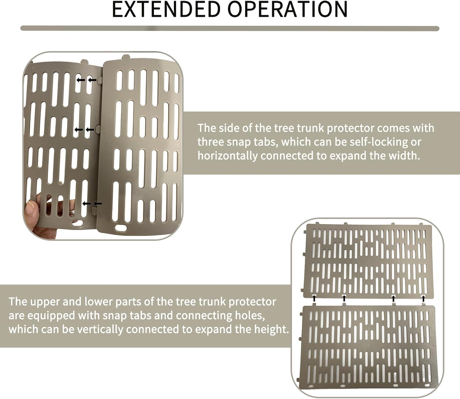 6 Tree Trunk Protectors, Expandable Nursery Net Bark Protective Cover, with 40 Connectors, Suitable for Plant Protection Devices Such as Trimmers, Lawn Mowers, and Rodents (Gray Brown) image number 6