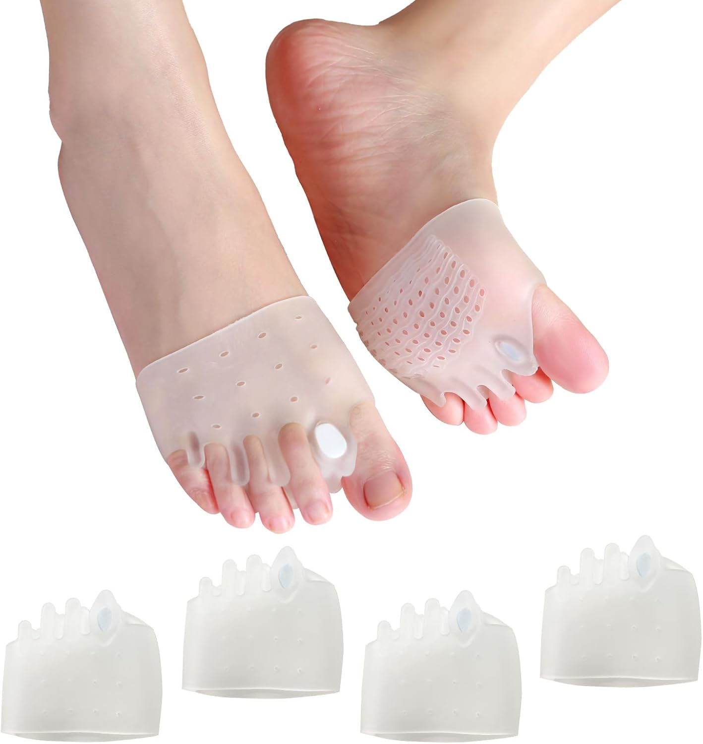 Hewaomm Adjustable Hyggear Silicone Toe Separators, 2 Pairs Spacers Bunion Corrector for Women Men, Ball of Foot Cushions for Overlapping Hammer Big Toes image number 6