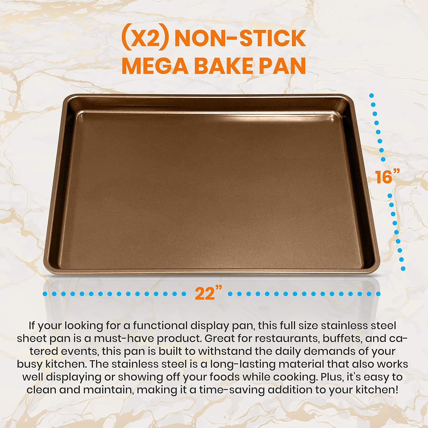 Nutrichef 2-Piece Nonstick XL Cookie Sheets for Baking - 22" X 16" Extra Large Carbon Steel Oven Baking Trays - Non Stick Coating, Stackable Baking Pans, NCLGBP28 - Black image number 5