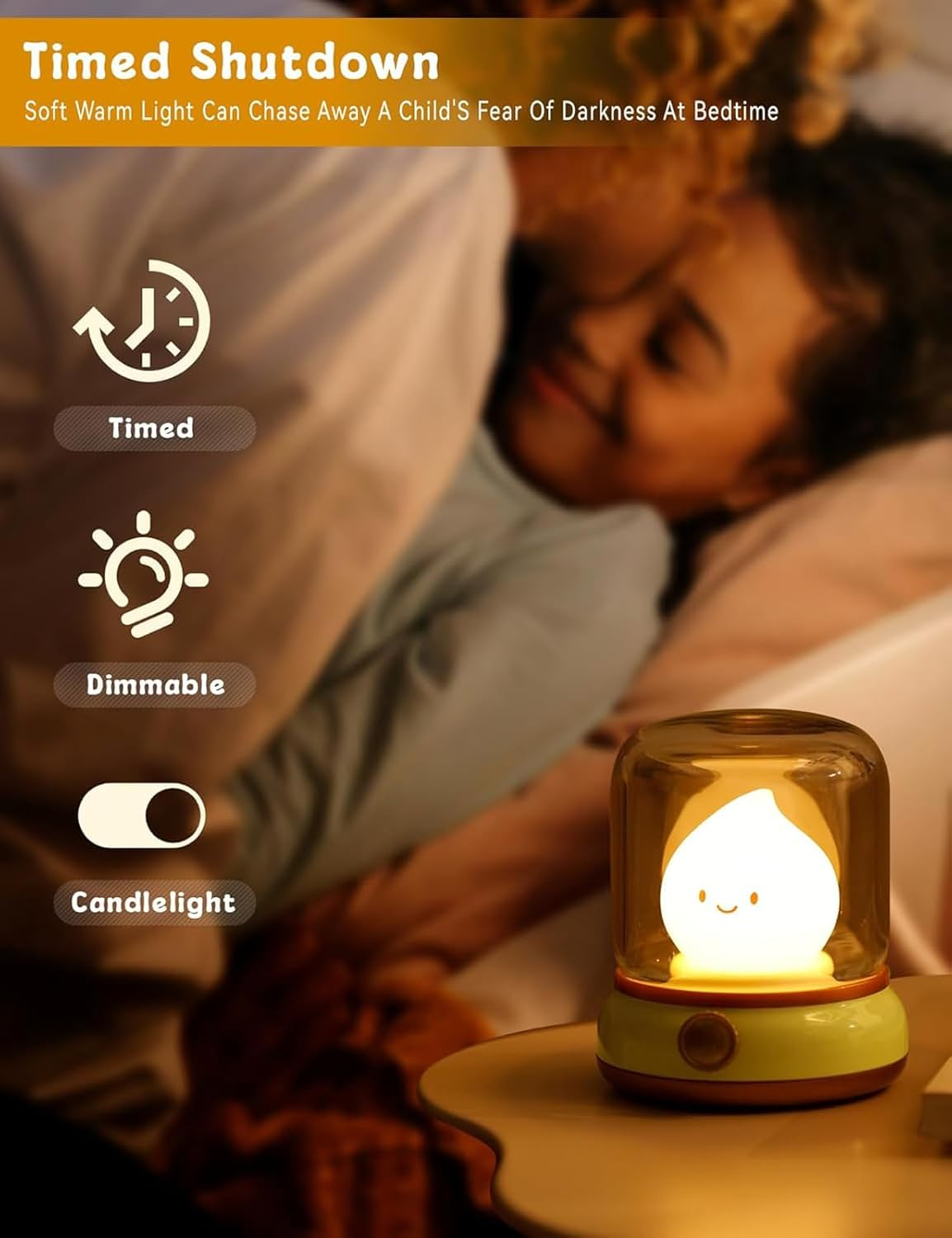 Youker Night Light Kids for Kids Kerosene Lamp with Timer & Candlelight Mode, Dimmable LED Night Light USB Rechargeable Bedroom Night Lamp for Baby Children image number 5