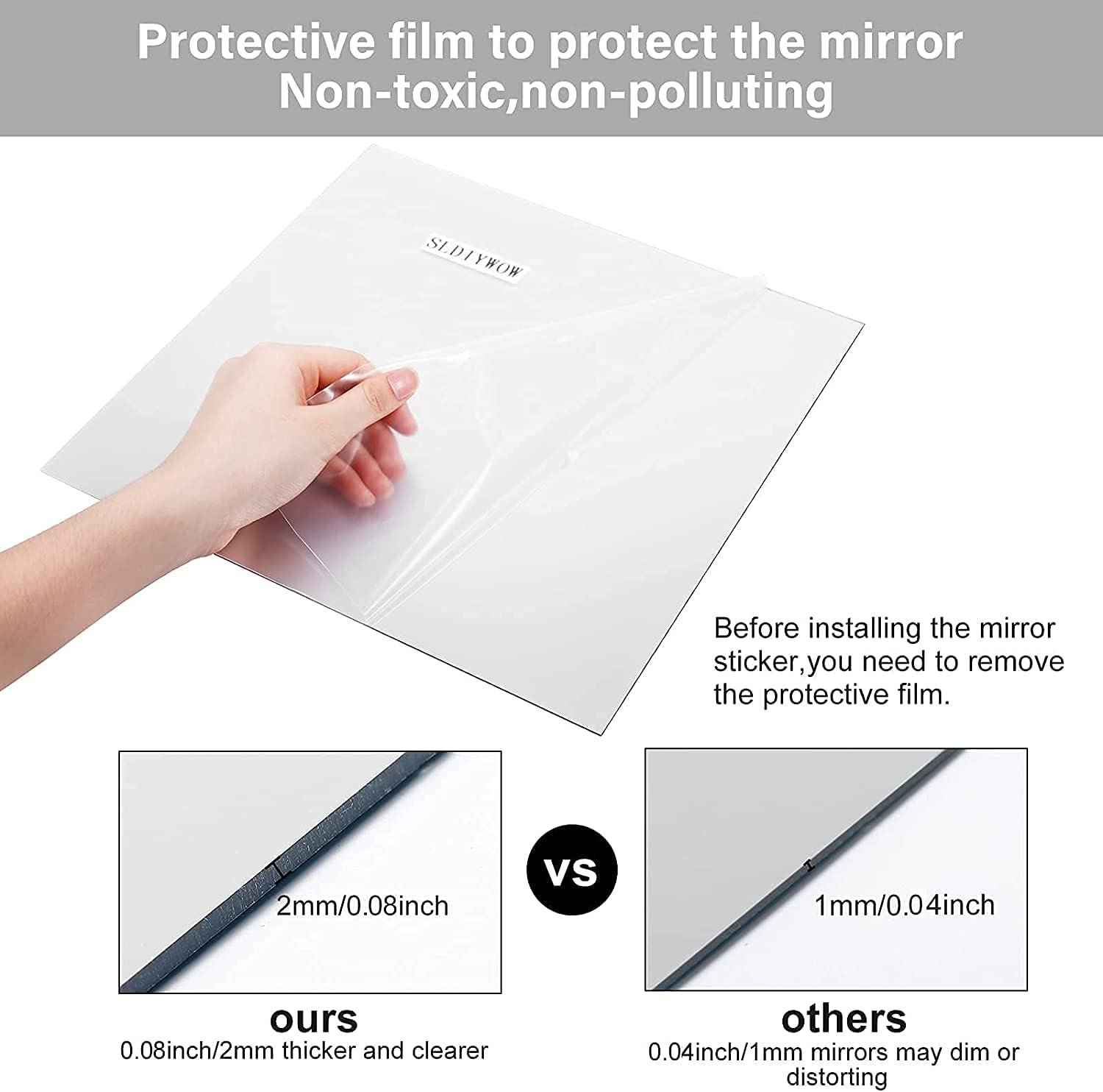 Square Full Length Mirror, DIY Self Adhesive Removable Acrylic Mirror Wall Stickers Tile Mirror Sheets, Art Decoration for Home Living Room Bathroom Bedroom Sofa TV Background Office (4Pcs, 30X30 Cm) image number 4