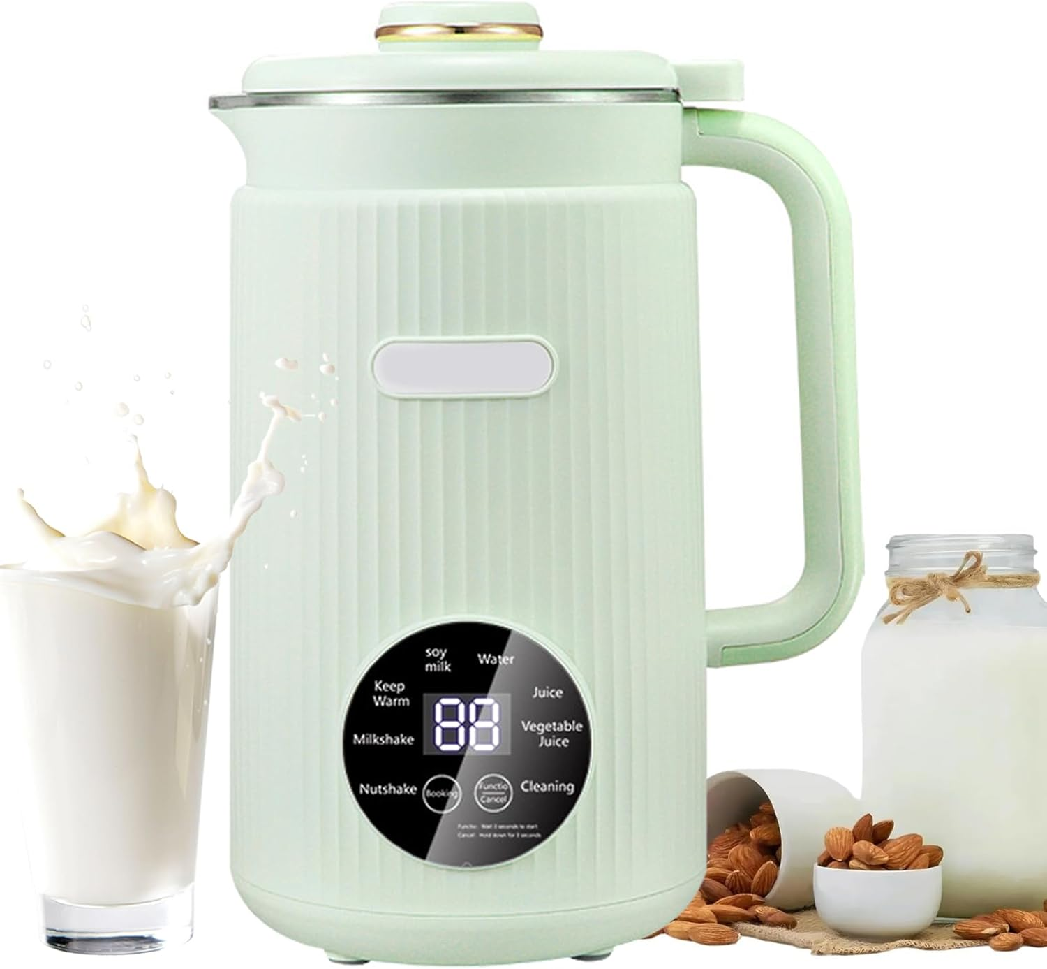 Soy Milk Maker, 1200ML Soybean Milk Machine with 10 Blades, for Homemade Almond, Oat, Plantmilk, Rice Paste, Nut, with 12H Timer, 2H Keep Warm, Delay Start, Auto-Clean image number 2
