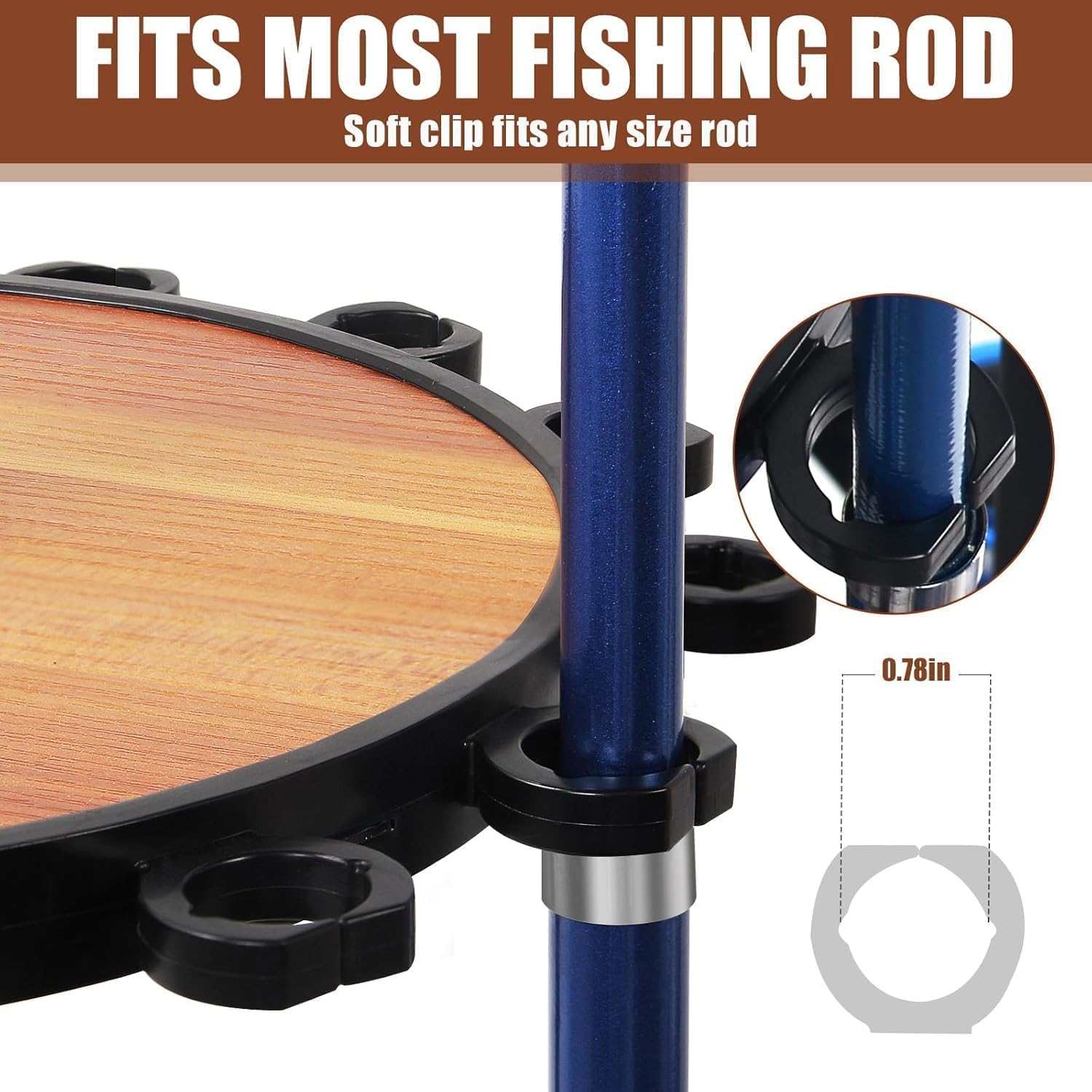 Homodoskey Fishing Rod Rack 15 round Spinning Holds up to 15 Fishing Rods Combos Space-Saving Fishing Rod Storage Holders for Garage No Tool Assembly Wood