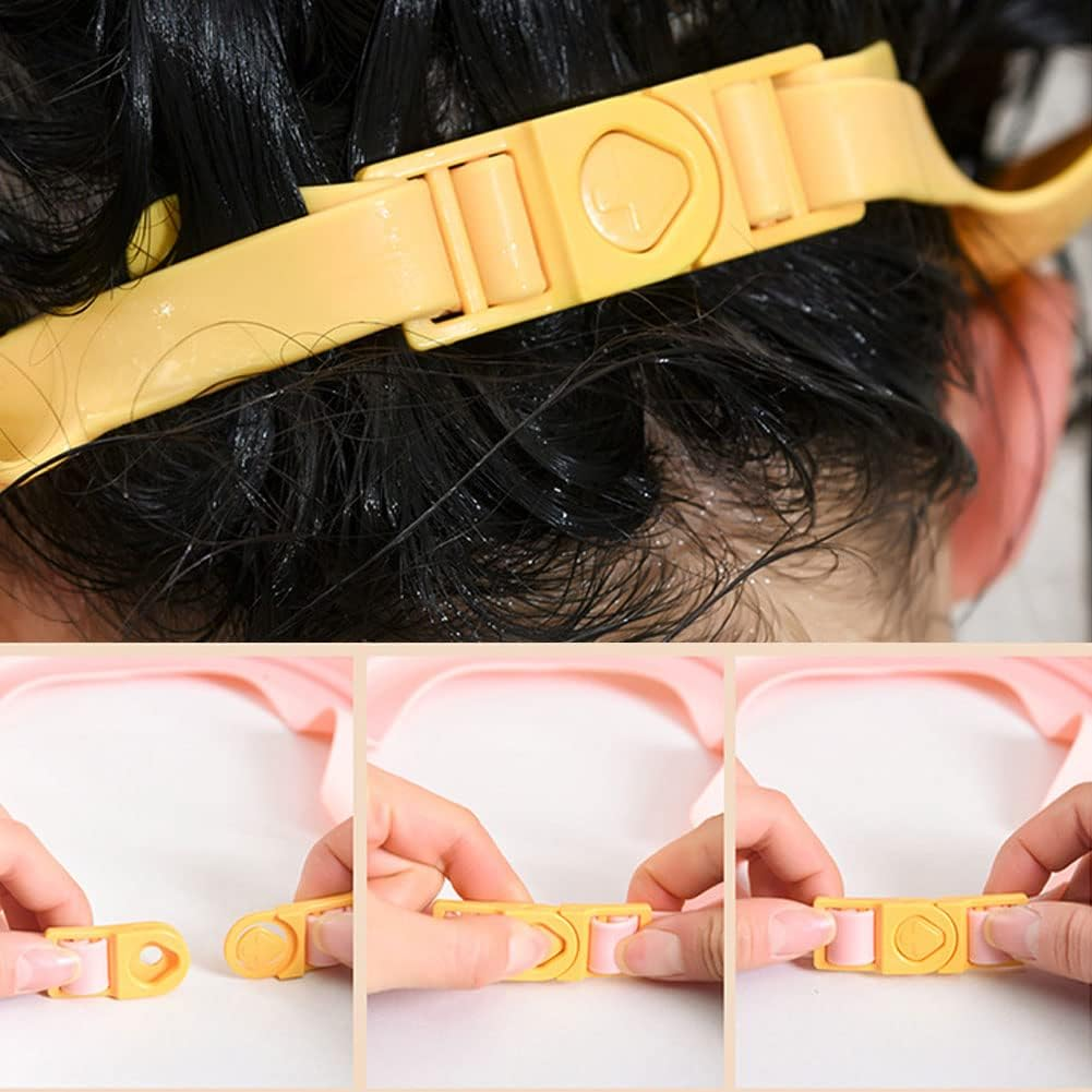 Cute Unisex Shower Cap for Kids, Soft Adjustable Baby Hair Washing Guard Bath Shield Reusable Waterproof Shampoo Hat Visor Hat for Eye and Ear Head Protection image number 3