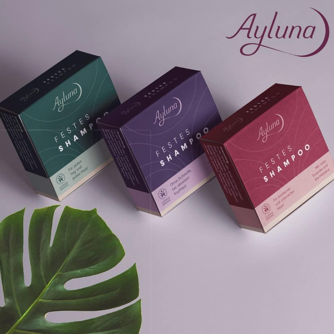 Ayluna Solid Shampoo Sensitive, Washes and Nourishes Easily and Ph Neutral like a Conventional Shampoo, Your Hair Is Gently Freed of Dirt and Washing It into a Soothing Ritual, 1 X 60 G image number 3