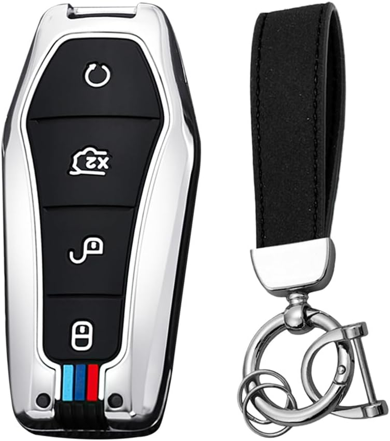 KUNIO Car Key Fob Cover Case Fit for BYD Qin Plusdmi Atto 3 Han EV Dolphin Key Protective Cover Keychain Key Holder Key Cover image number 2