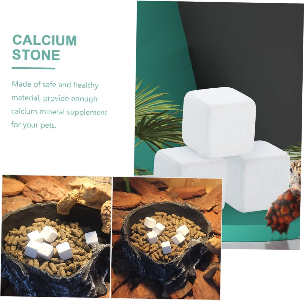 Ipetboom 20Pcs Natural Blocks for Tortoise Turtle Mineral Stones for Reptile Tank Safe Cube for Aquarium Snails image number 3