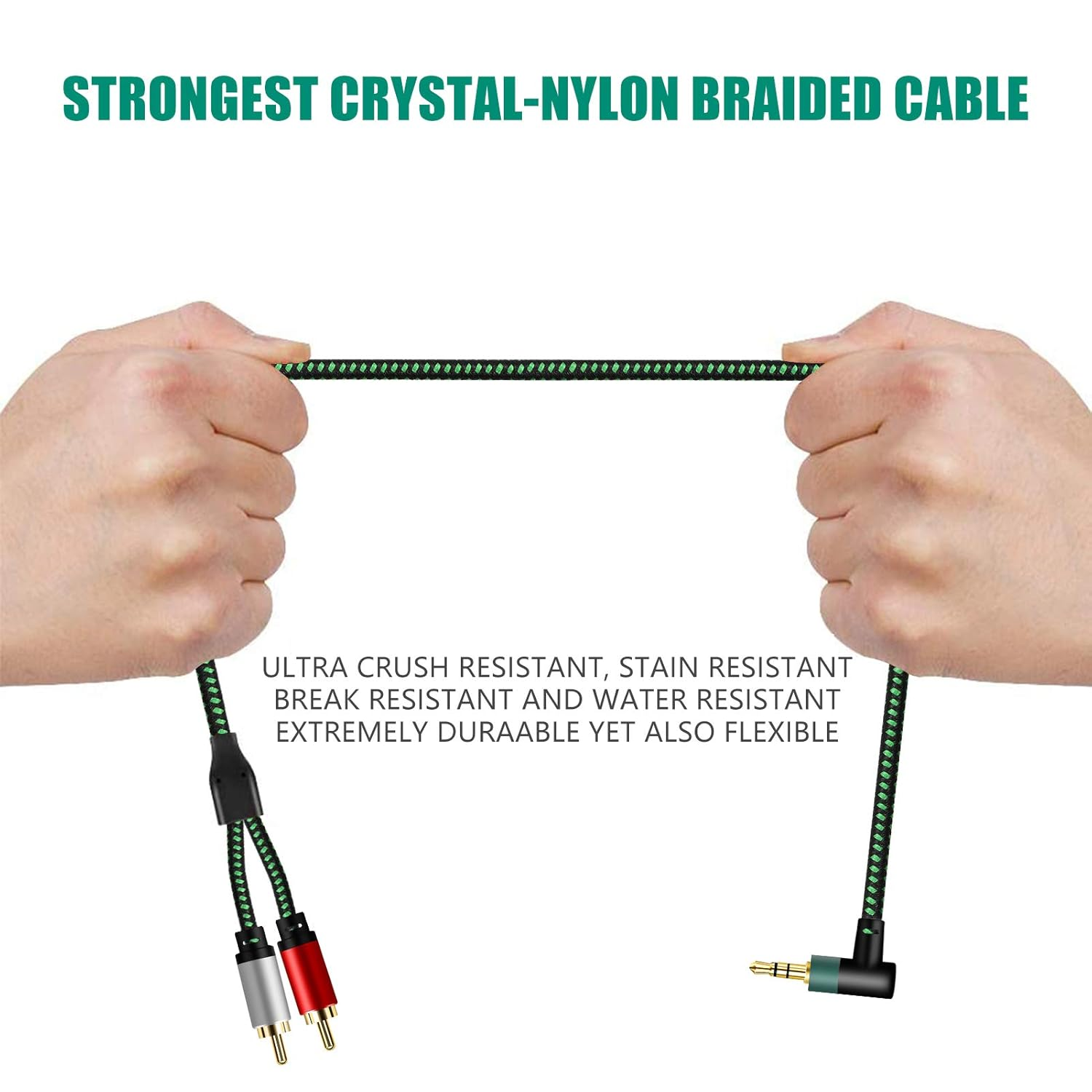 OUGCYG RCA to 3.5Mm Cable 4M, Phono Mini Jack Stereo Lead Gold-Plated Red and White Aux Headphone Cord RCA Audio Y Splitter Compatible with Hi-Fi Amplifier Speaker DJ TV Car (4M)