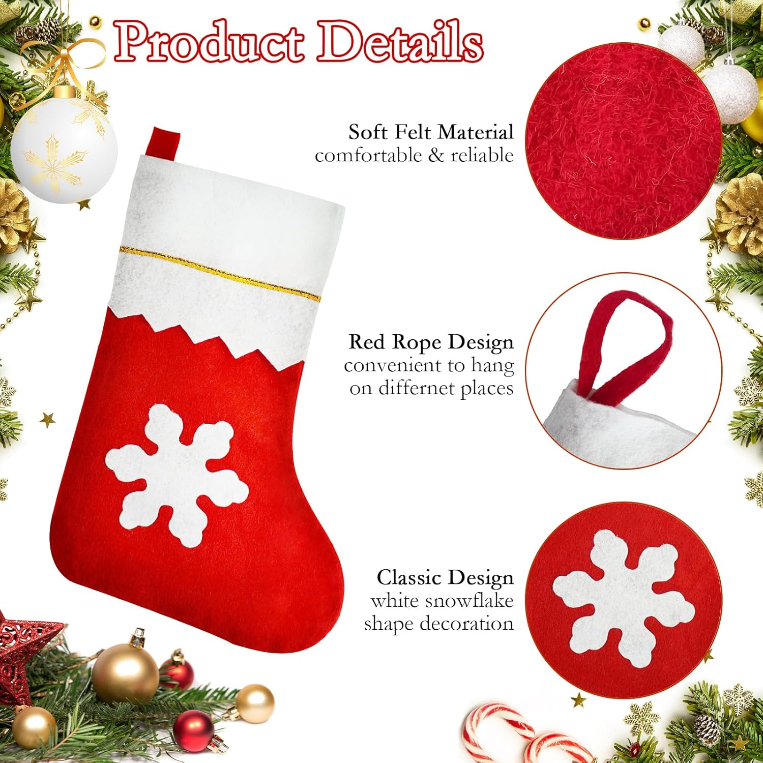 100 Pieces Red Felt Christmas Stockings image number 4