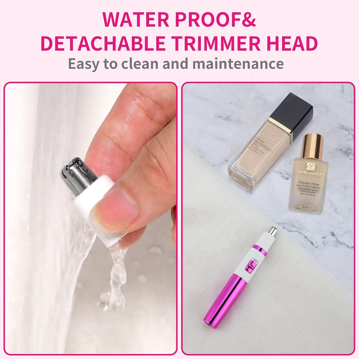 AREYZIN Nose Hiar Trimmer for Women,Ladies Painless Nose Trimmer Women,Eyebrow Facial Ear Hair Trimmer Hair Clippers Professional, Waterproof, Dual-Edge Blade, Purple