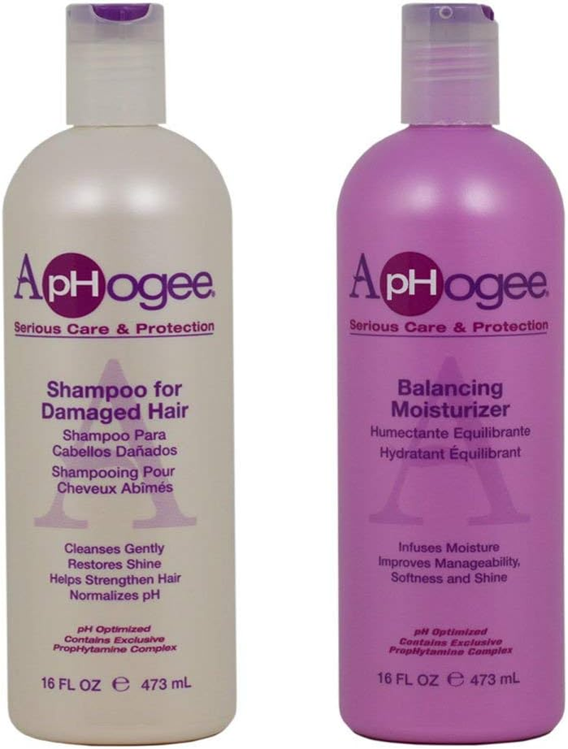 Aphogee Shampoo for Damaged Hair + Balancing Moisturizer 16Oz"Set"