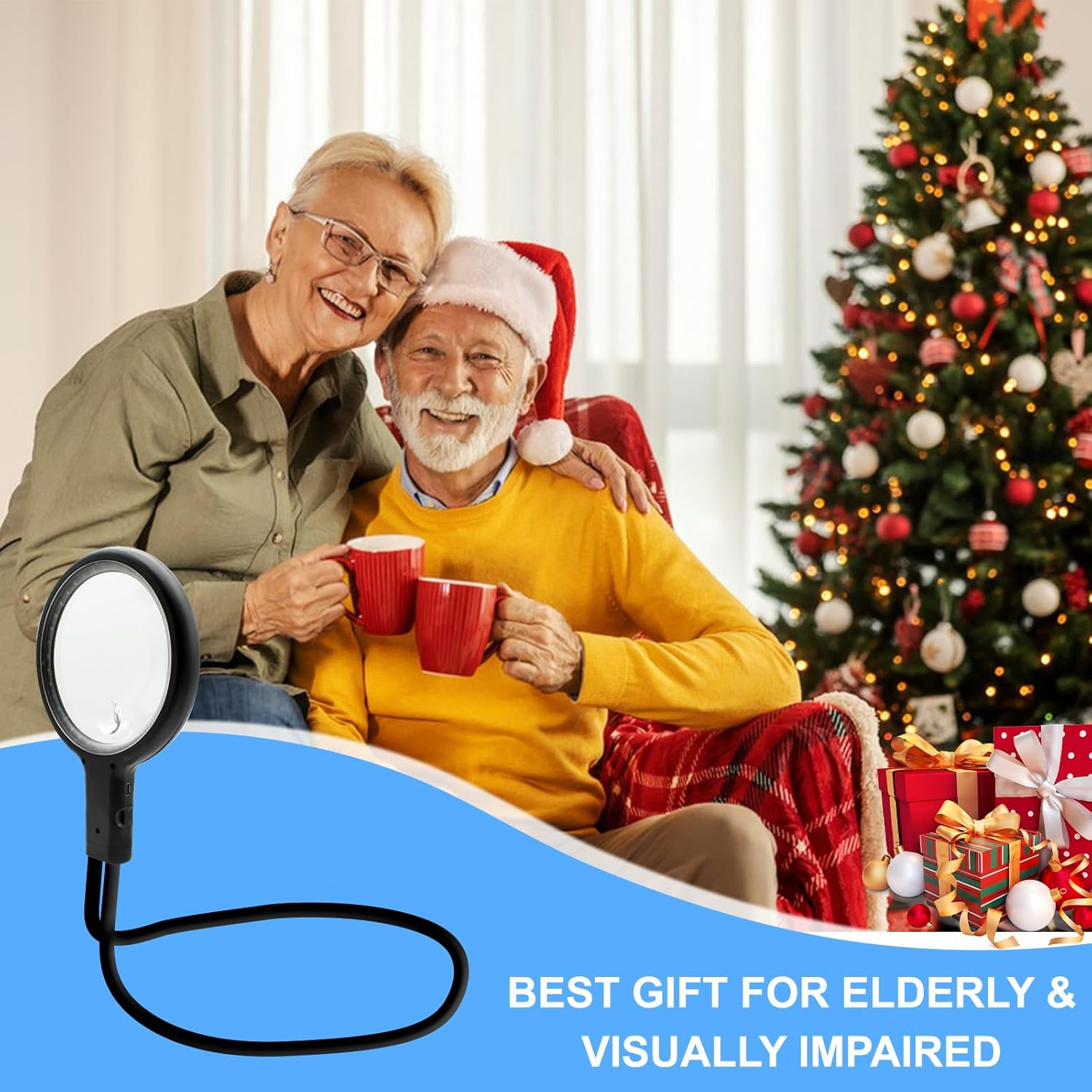 5X Magnifying Glass with 36 LED Light, 5.2 Inch Large Magnifier with 3 Light Modes, Neckwear Magnifying Glass with Flexible Gooseneck for Close Work, Reading, Sewing Low Vision Seniors (Upgrade) image number 5