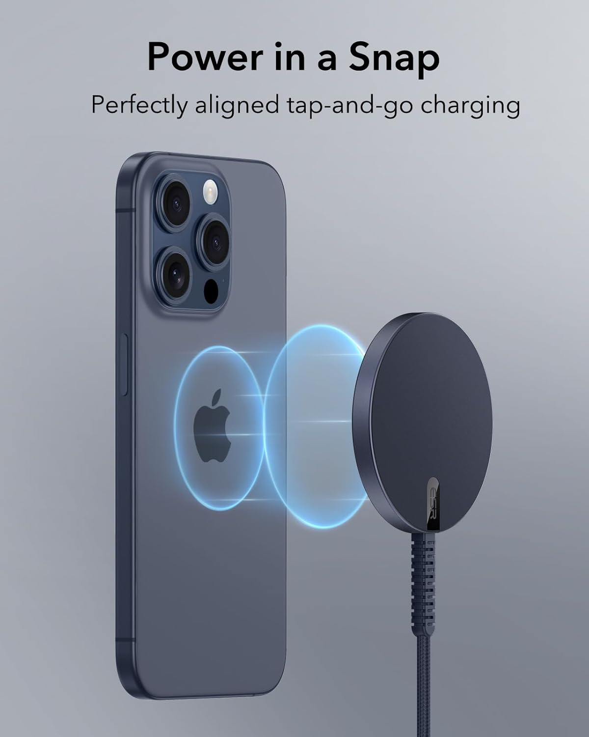 ESR Magsafe Charger Wireless Charger for Iphone 17/16/15/14/13/12 Series Apple Magnetic Charging Pad for Airpods 4/3/Pro/Pro 2 Galaxy S25 Series, Dark Blue image number 5
