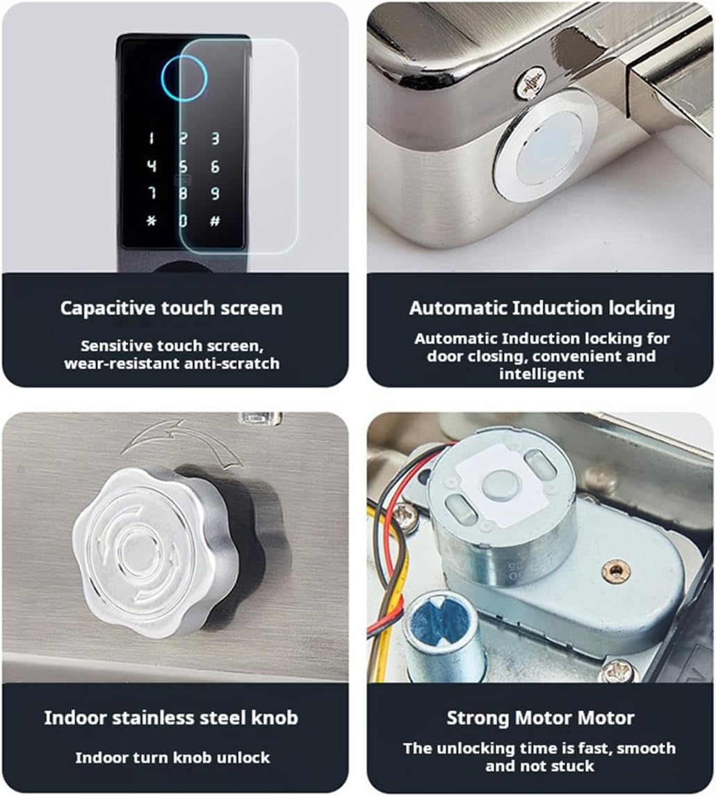 Xenocam Waterproof Outdoor Gate Smart Rim Smart Door Lock Wifi Fingerprint Smart Lock Support Password IC Card Key Wiring Digital Gate Access Control for Tuya