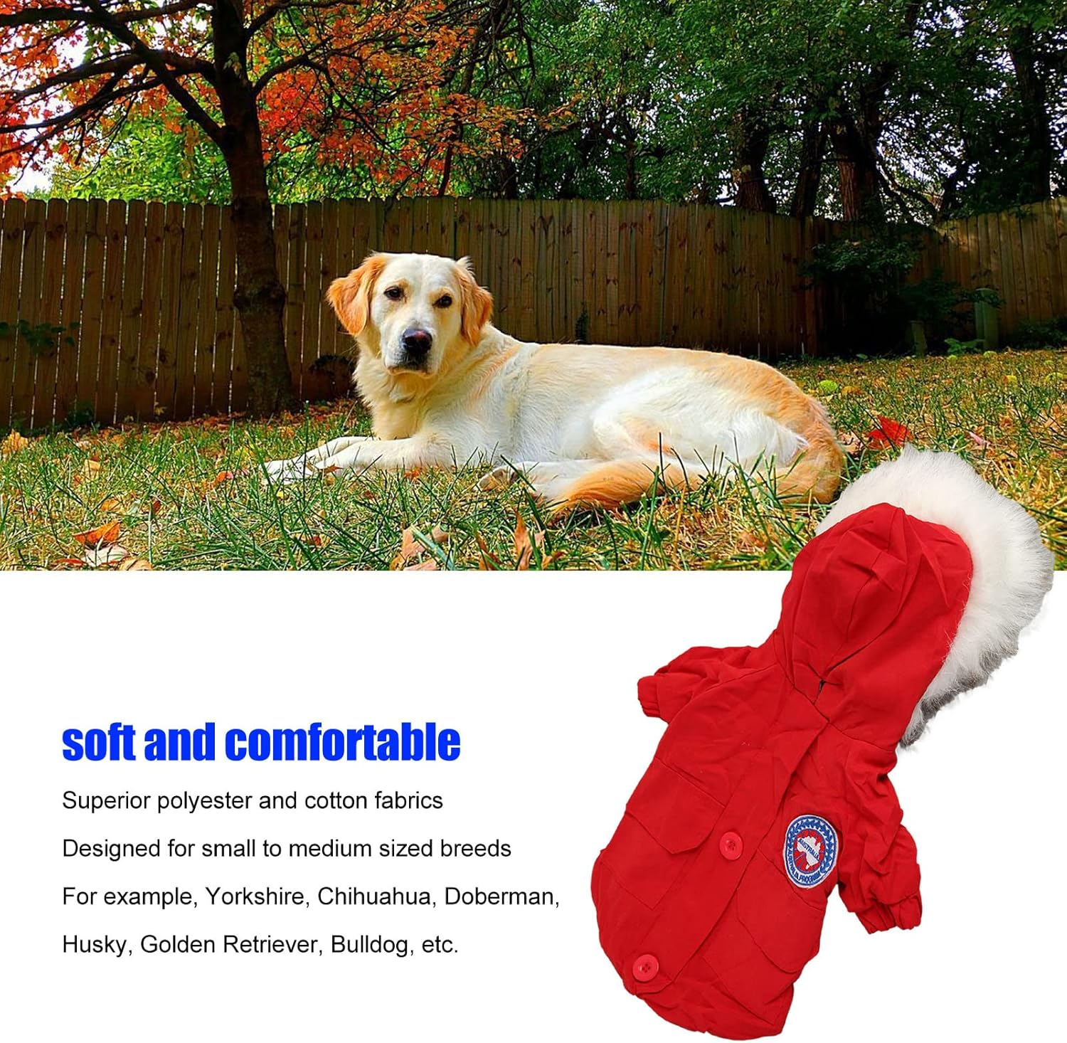 Dog Hoodies Clothes, Pet Cotton Warm Hoodies Coat Dog Winter Coats, Fashionable Casual Thickened Warm Puppy Coats for Small Medium Dogs Cats Red (XXL) image number 3