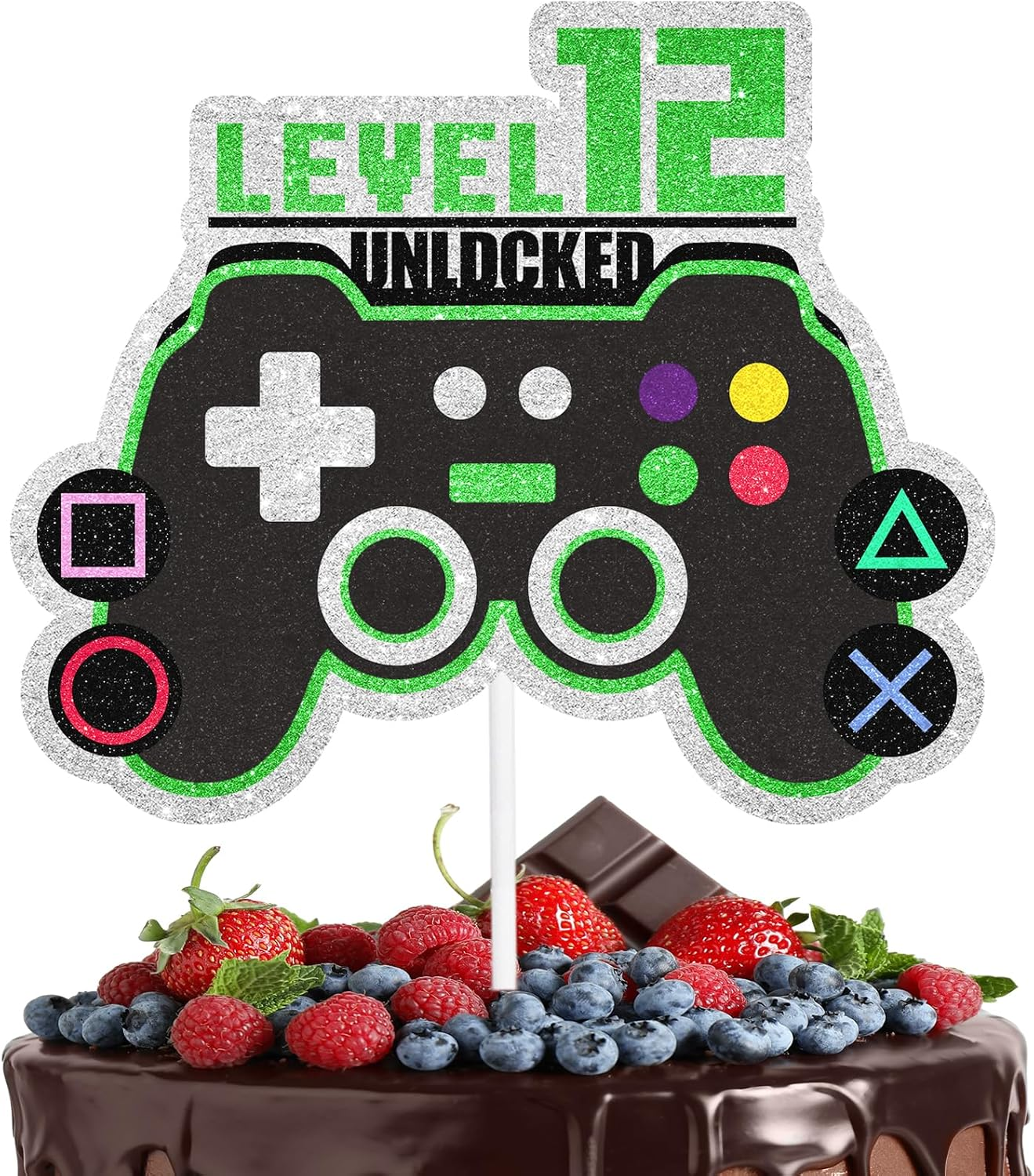 Game Controller Cake Topper Video Game Theme Level up 9 Happy Birthday Unlocked Decoration, Boys and Girls Birthday Party, Game Night, or Anniversary Party Decoration, Birthday Gift for Kids.Liangss