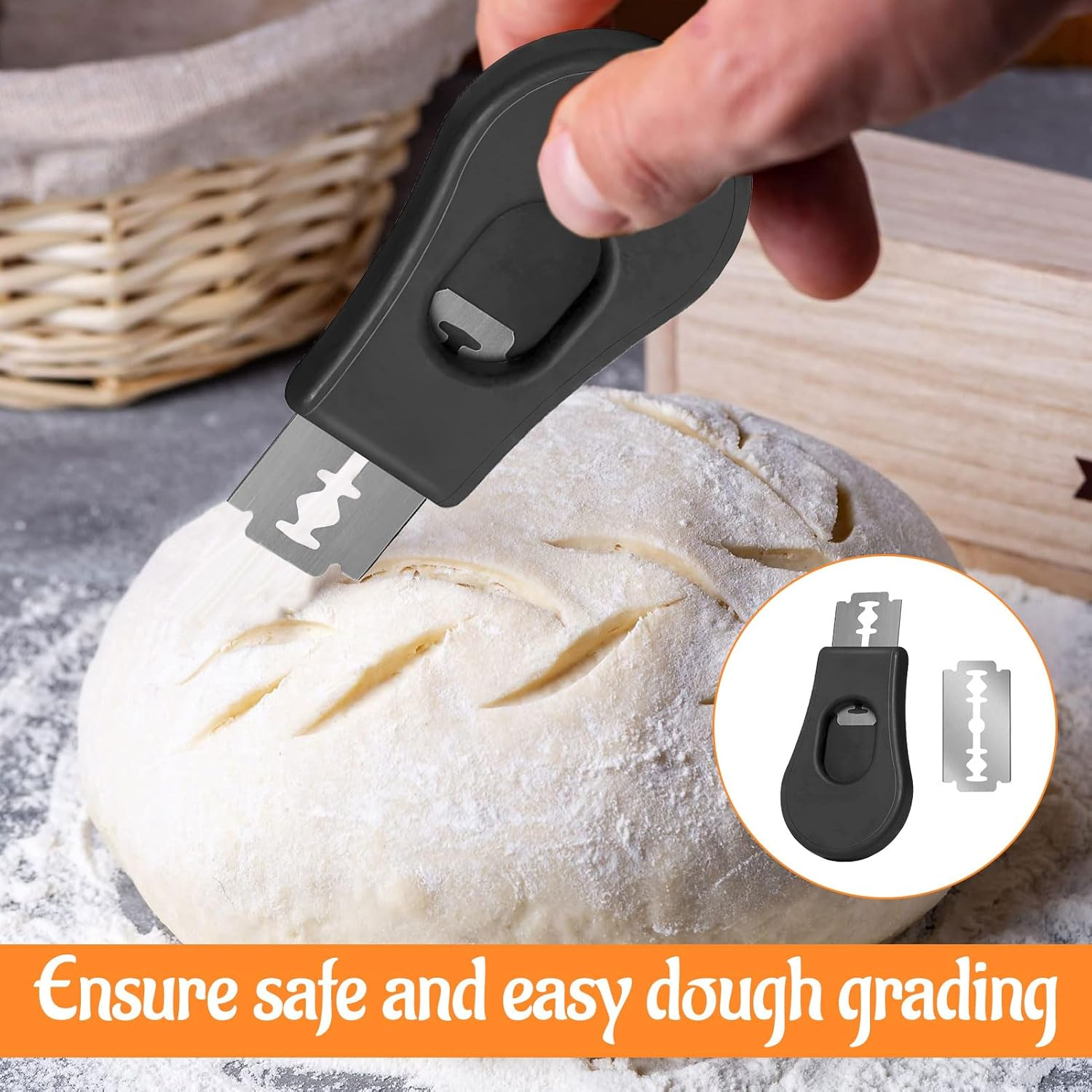 Bread Lame, 2 Pcs Bread Knife, Professional Sourdough Scoring Knife, Extractable Bread Lame Dough Scoring Tool for Sourdough Bread Making Tools (10 Pcs Replacement Blade) image number 1