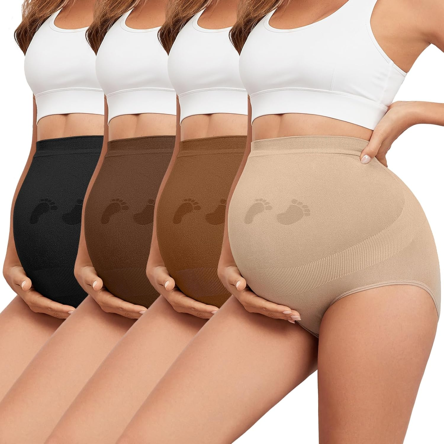 Maternity Underwear Seamless High Waisted Maternity Panties over Bump Pregnancy Belly Support image number 3