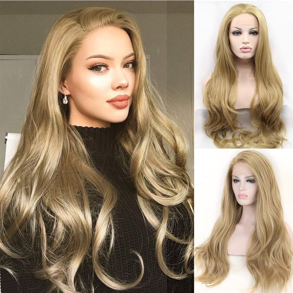 Xiweiya Burgundy Wavy Hair Long Wine Red Wig Side Parting Soft Lace Front Wig Heat Resistant Drag Queen Wigs Replacement Wig Cosplay Wigs 24 Inch