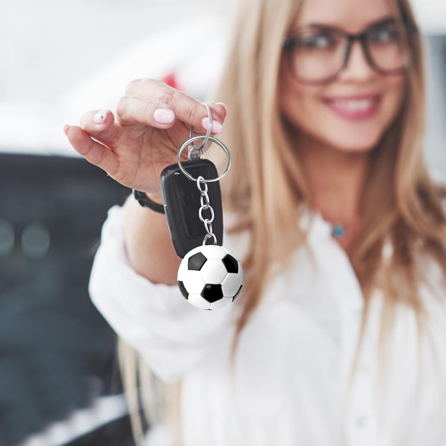 Sports Theme Key Chains,Tennis Keychains | Tiny Sport Keychains Soccer Football Keyring for Parties Favors School Reward - Football image number 3