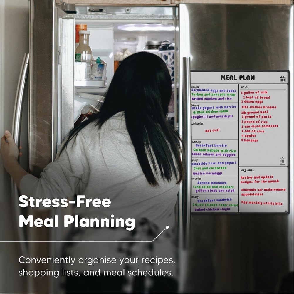 Magnetic Whiteboard Fridge Calendar Meal Planner and Shopping List White Board - Memo Board and Family Planner Easy to Use image number 5