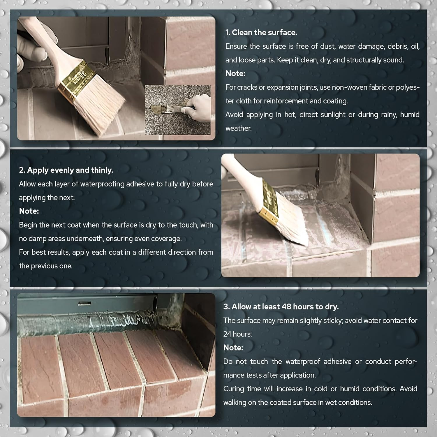 Invisible Waterproof Agent, 2 * 10Oz Transparent Waterproof Sealant, Transparent Waterproof Coating Agent, Invisible Waterproof Anti-Leakage Agent, Indoor Outdoor Repairing Leak Waterproof Adhesive image number 2