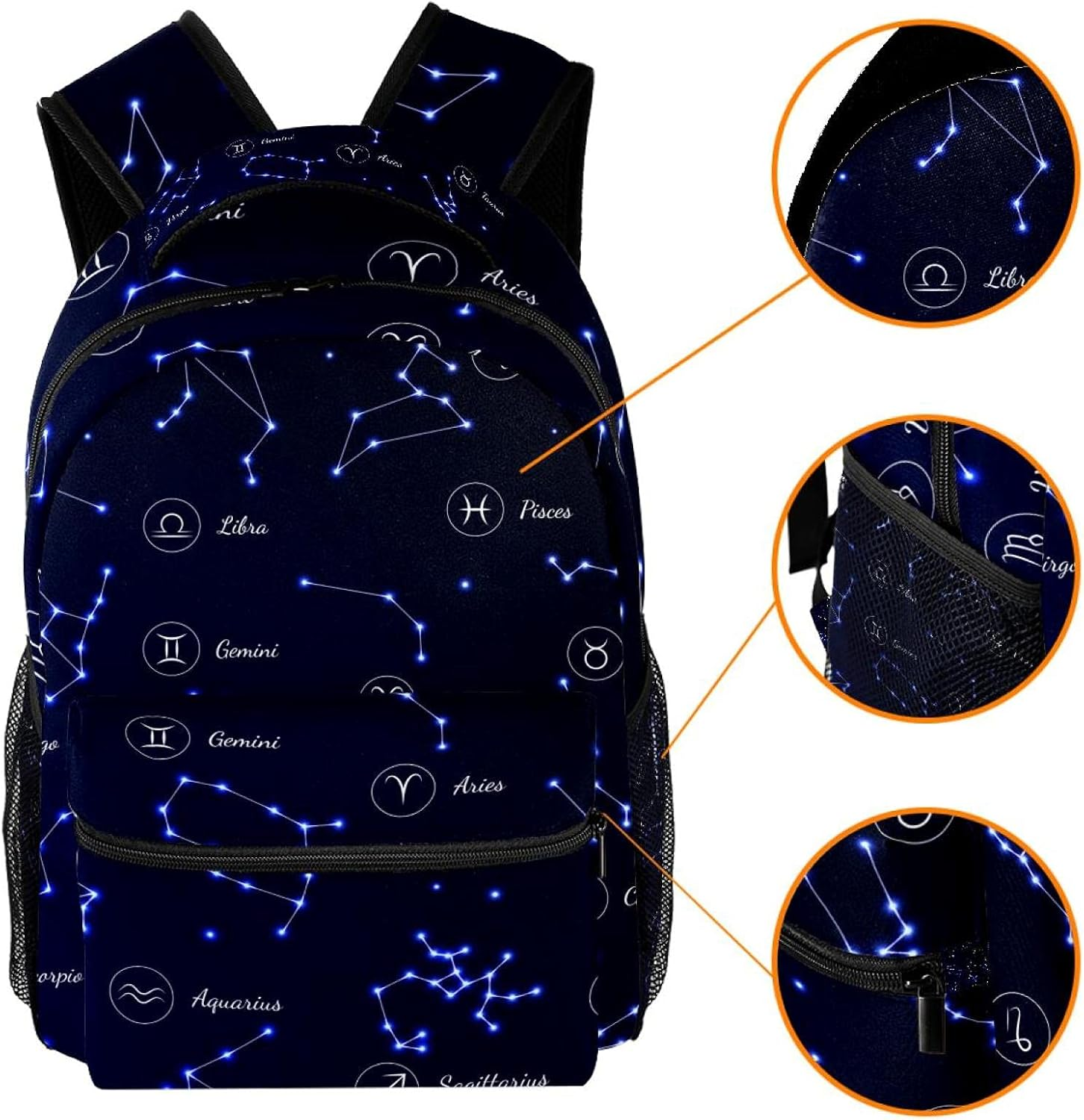 Twelve Constellations in the Night Sky Backpack Students Shoulder Bags Travel Bag College School Tote Backpacks image number 5