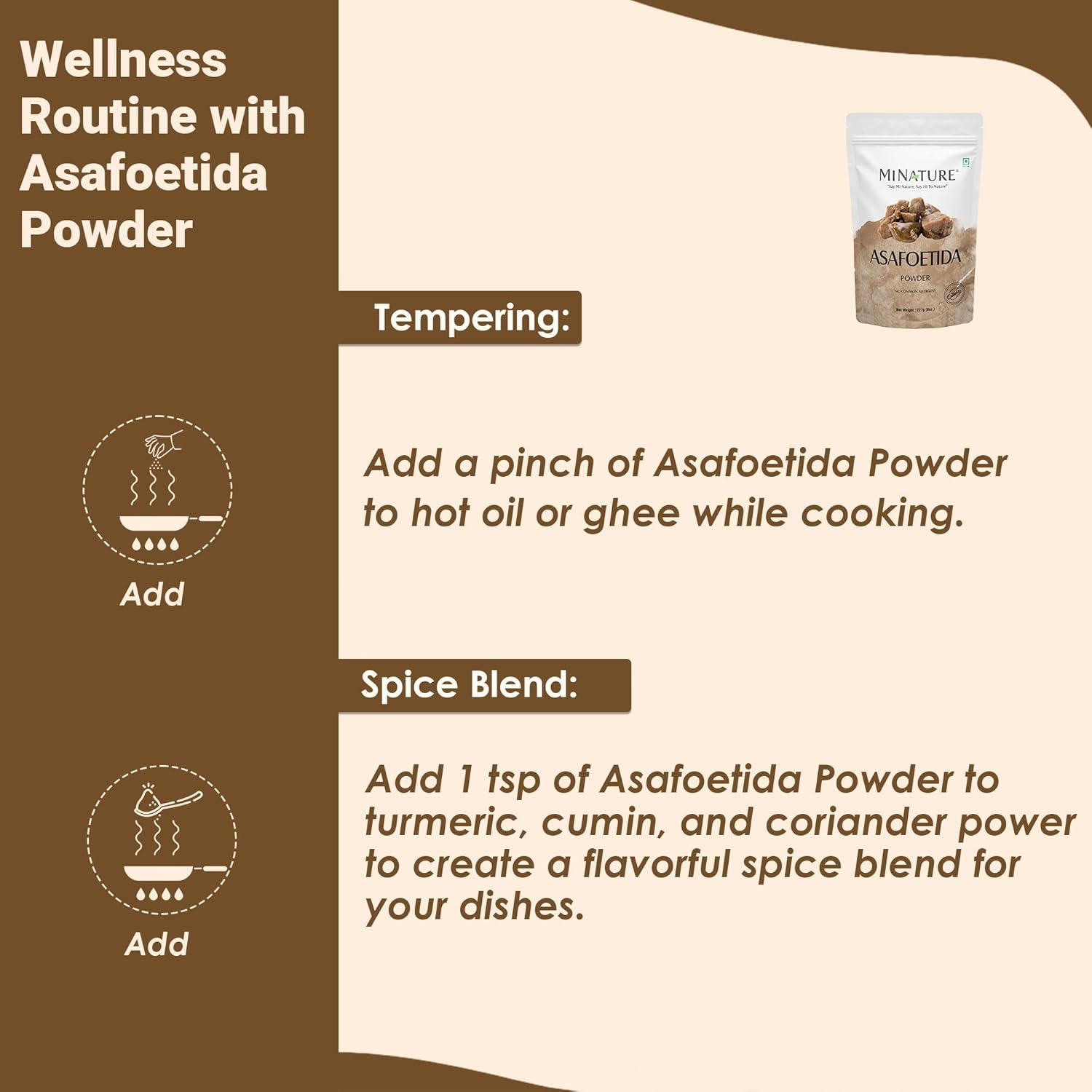 Asafoetida Powder(Hing) (Asafetida) by Mi Nature 454G (16.01 Oz) (1 Lb) | Pure & Natural | Indian Spice for Cooking| Gluten Free | No Added Preservatives| No GMO | Indian Origin