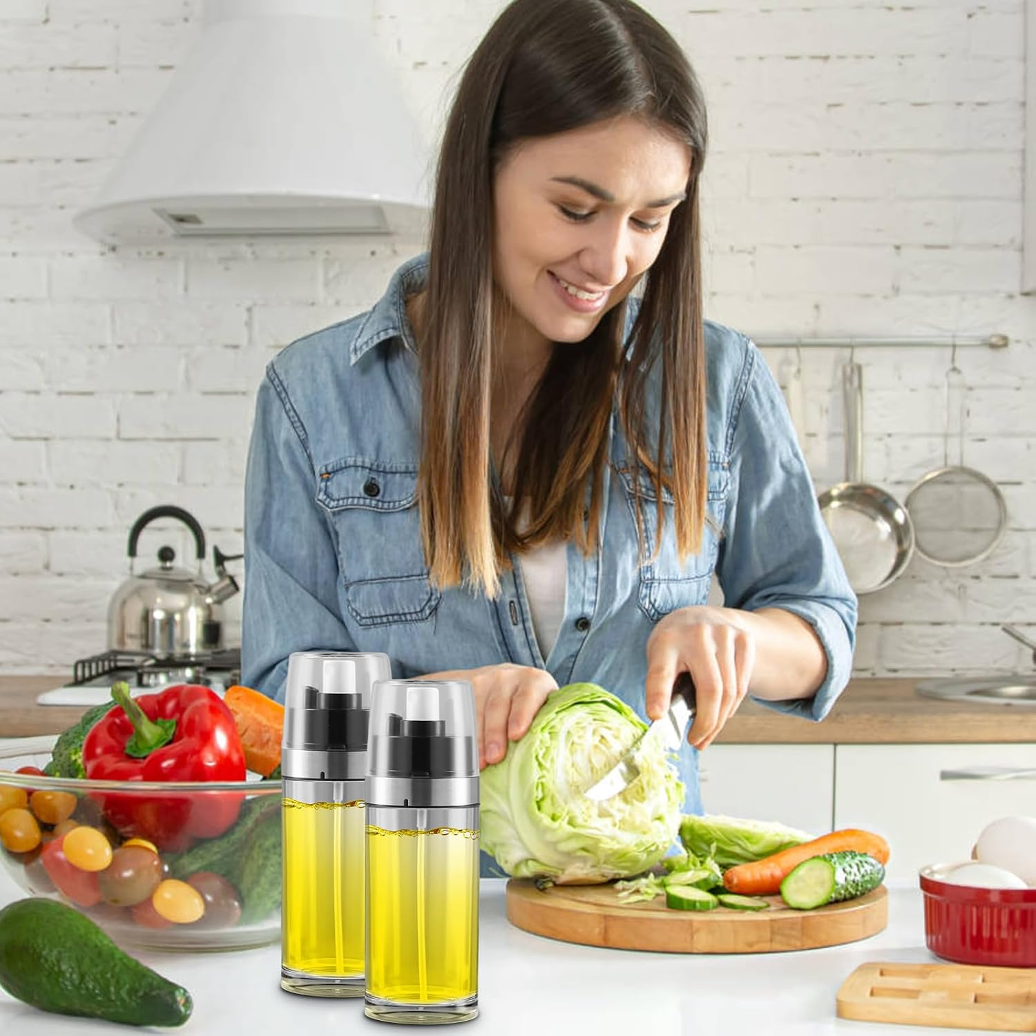 Oil Spray Bottle, Oil Dispenser Spray and Pour, Oil Sprayer for Cooking Air Fryer, Oil Mister Spray Bottle, Olive Dispenser Bottle for Kitchen image number 4